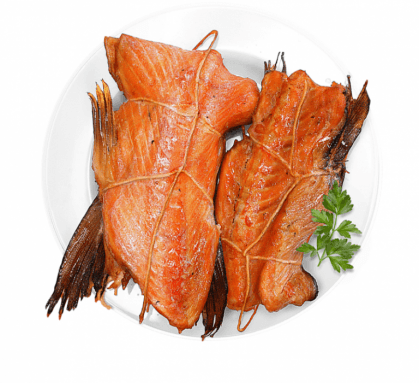 Coloana vertebrala de somon afumat la cald