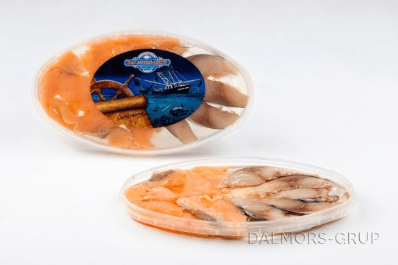 Asorti: file de somon si macrou în ulei 200g